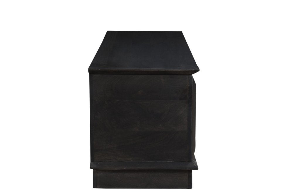 52" Dark Brown Solid Wood Storage Ottoman