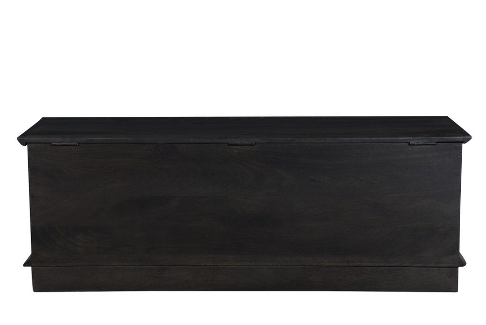 52" Dark Brown Solid Wood Storage Ottoman