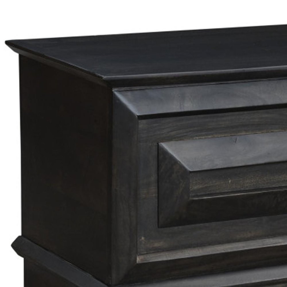 52" Dark Brown Solid Wood Storage Ottoman