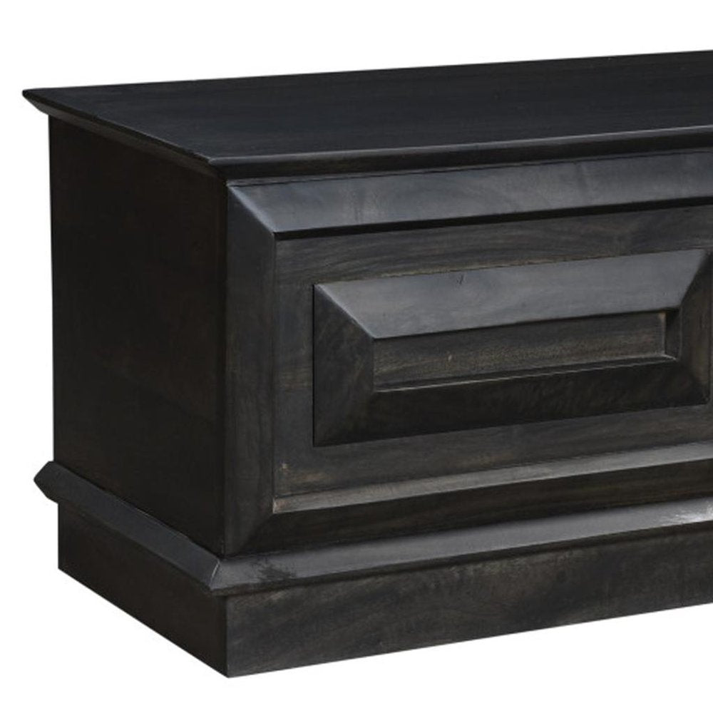 52" Dark Brown Solid Wood Storage Ottoman