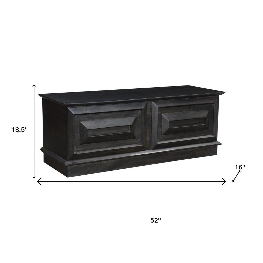 52" Dark Brown Solid Wood Storage Ottoman