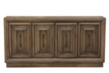 78" Brown Solid Wood Carved Geometric Sideboard with Four Doors