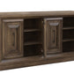 78" Brown Solid Wood Carved Geometric Sideboard with Four Doors