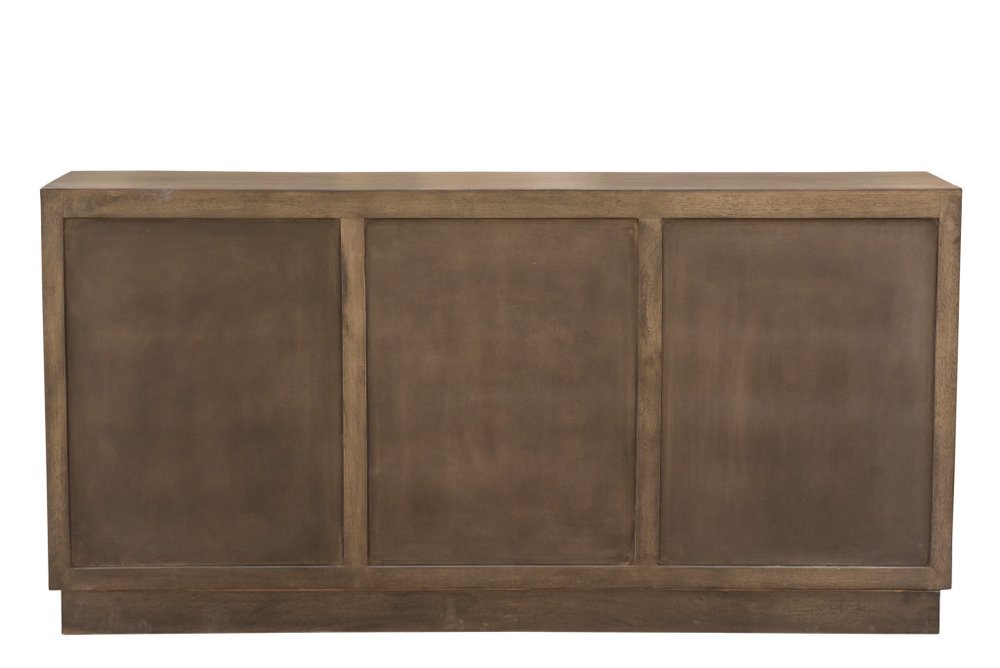 78" Brown Solid Wood Carved Geometric Sideboard with Four Doors