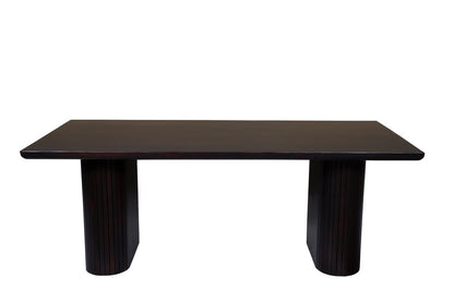 82" Dark Brown Wood Double Pedestal Base Dining Table