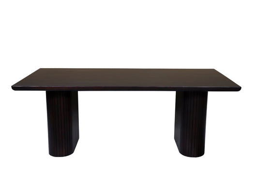 82" Dark Brown Wood Double Pedestal Base Dining Table