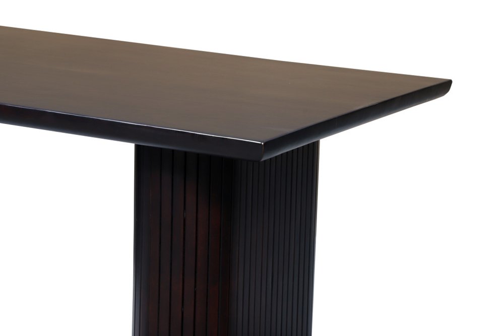 82" Dark Brown Wood Double Pedestal Base Dining Table