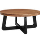 39" Brown and Black Solid Wood And Iron Round Cross Legs Coffee Table