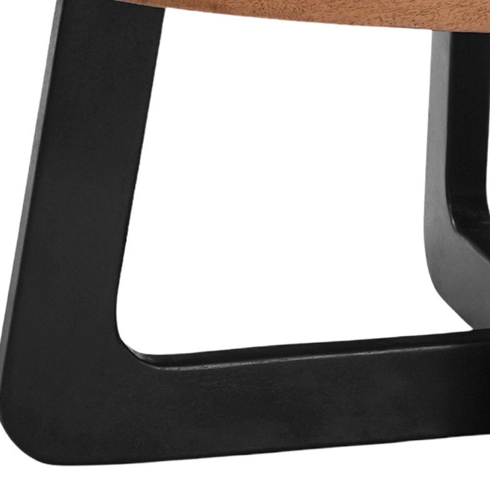 39" Brown and Black Solid Wood And Iron Round Cross Legs Coffee Table