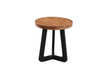 24" Brown and Black Solid Wood And Iron Round Cross Legs End Table