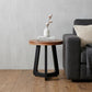 24" Brown and Black Solid Wood And Iron Round Cross Legs End Table