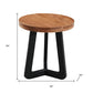 24" Brown and Black Solid Wood And Iron Round Cross Legs End Table