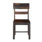 Set of Two Dark Brown Solid Wood Ladder Back Dining Side Chairs