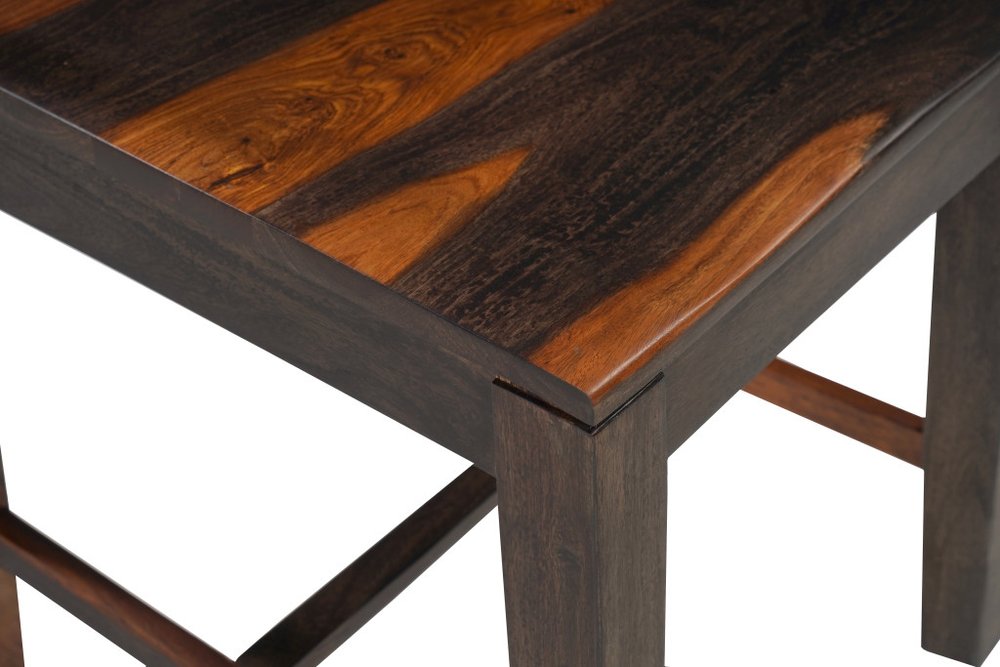 Set of Two Dark Brown Solid Wood Ladder Back Dining Side Chairs