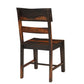 Set of Two Dark Brown Solid Wood Ladder Back Dining Side Chairs