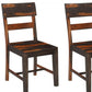 Set of Two Dark Brown Solid Wood Ladder Back Dining Side Chairs