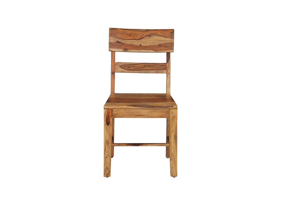 Set of Two Brown Solid Wood Ladder Back Dining Side Chairs