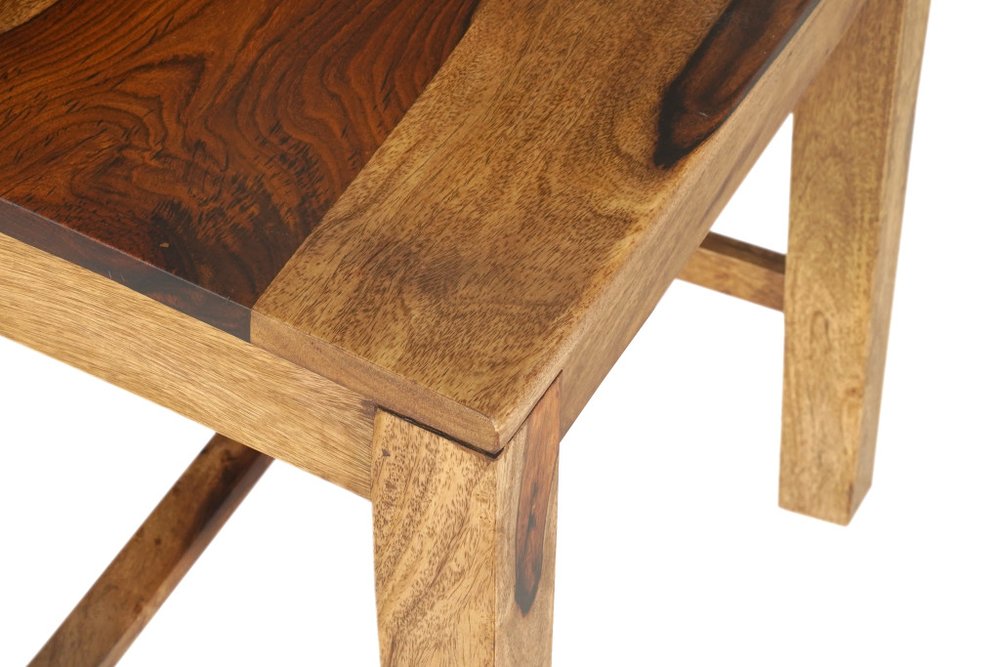 Set of Two Brown Solid Wood Ladder Back Dining Side Chairs