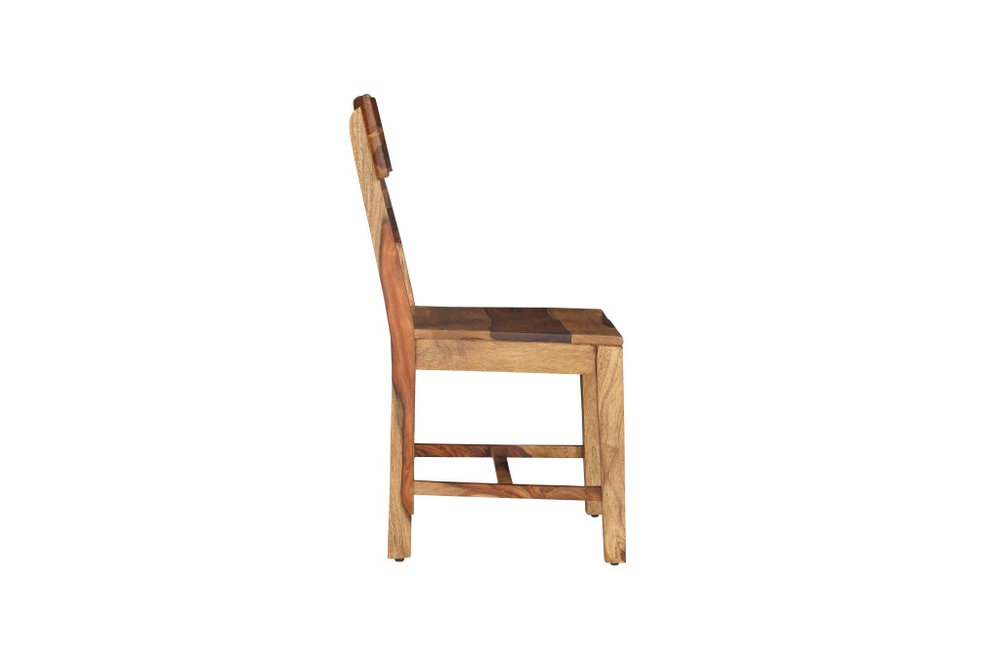 Set of Two Brown Solid Wood Ladder Back Dining Side Chairs