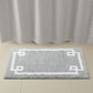20" Gray And White Cotton Border Bath Rug