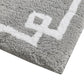 20" Gray And White Cotton Border Bath Rug