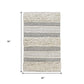 32" Ivory And Gray Cotton Striped Bath Rug