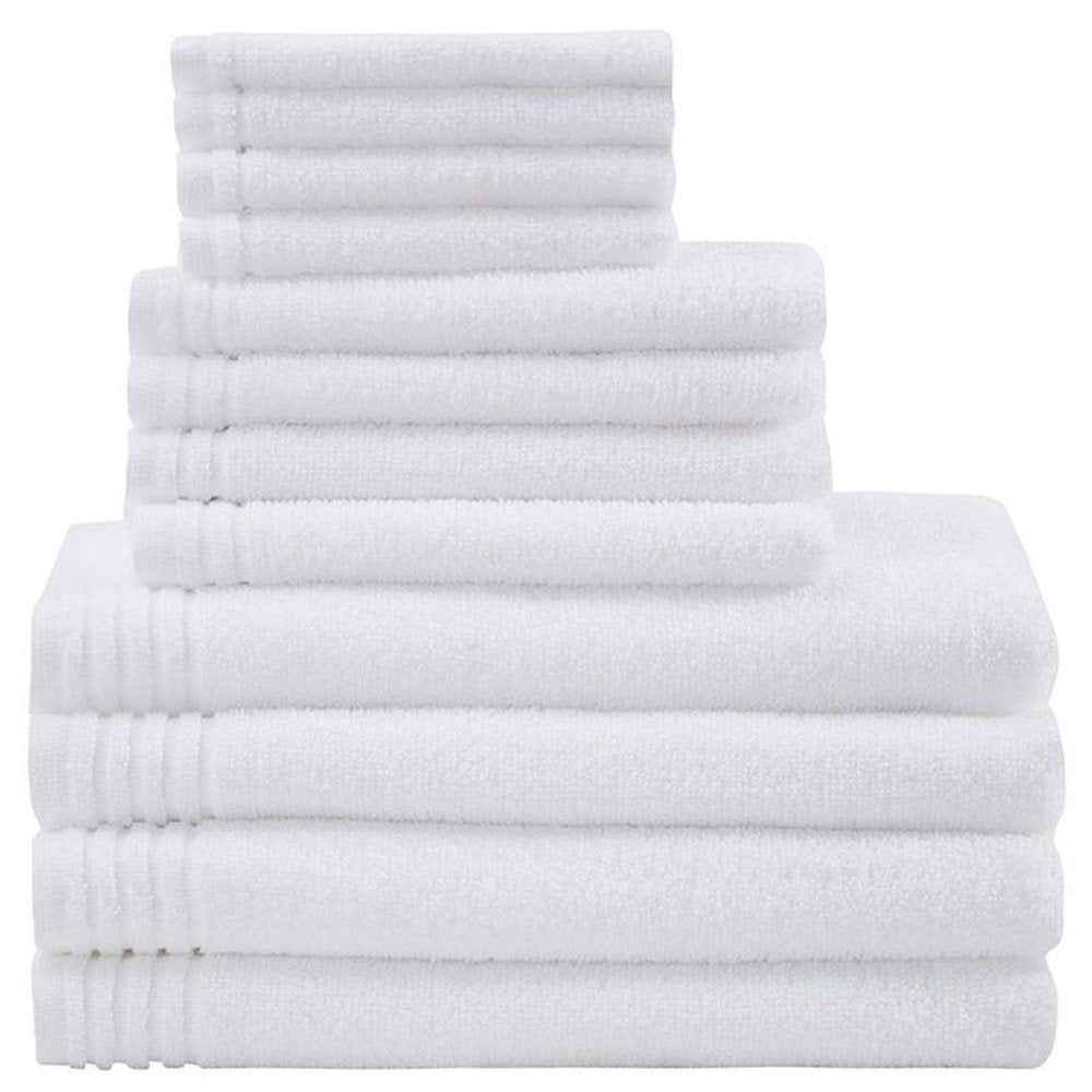 Set of Twelve White Cotton Quick Dry Towel Set