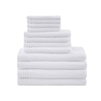 Set of Twelve White Cotton Quick Dry Towel Set