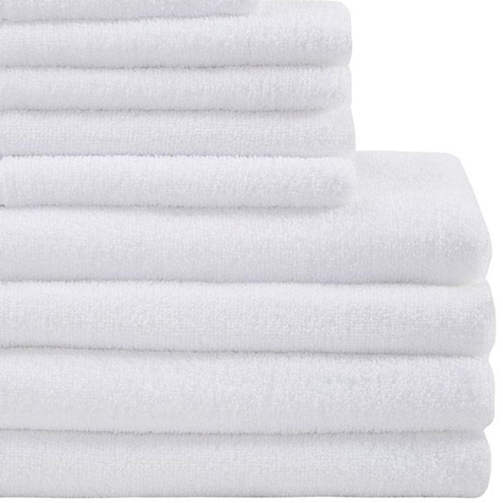 Set of Twelve White Cotton Quick Dry Towel Set