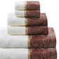 Set of Six White And Burgundy Cotton With Paisley Jacquard Towel Set