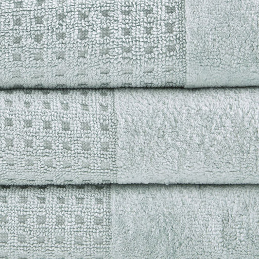 Set of Six Sea Green Cotton Honeycomb Waffle Towel Set