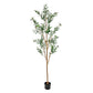 Set of Two 72" Green Artificial Olive Trees in a Black Pots