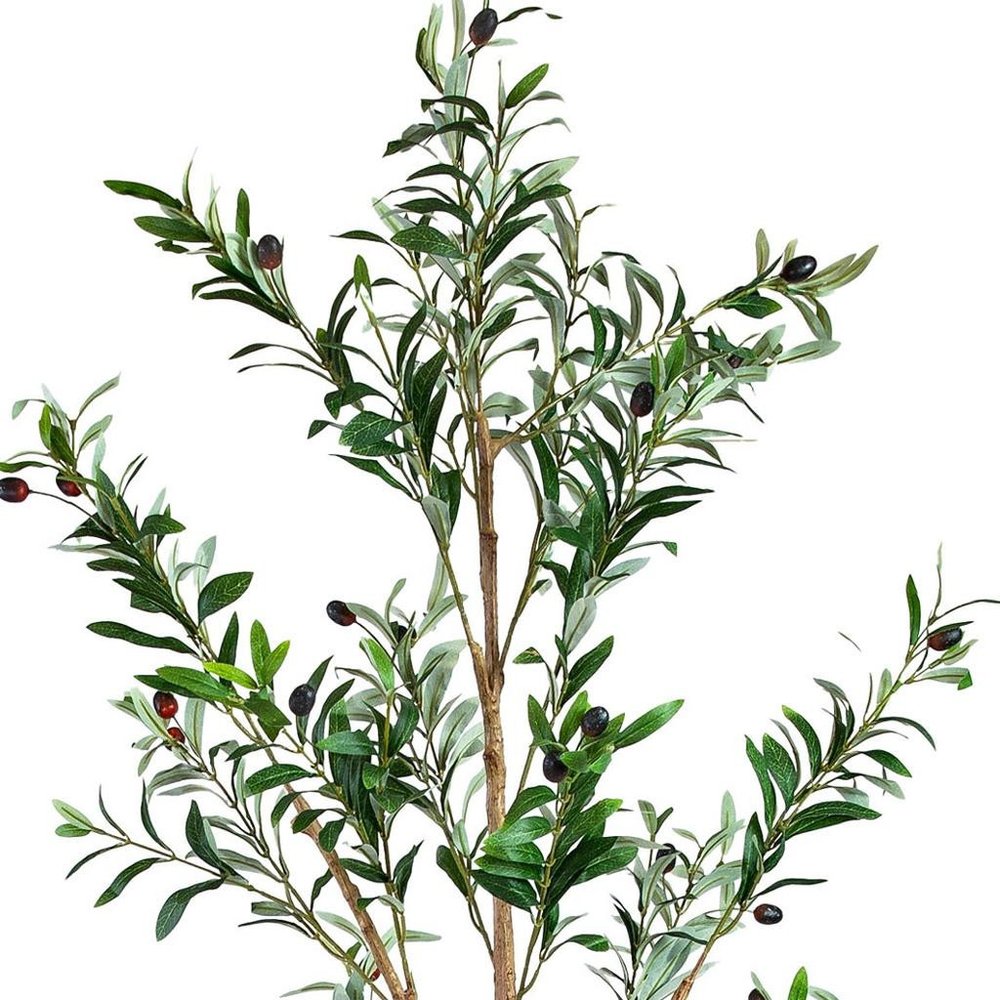 Set of Two 72" Green Artificial Olive Trees in a Black Pots