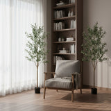 Set Of Two 84" Green Artificial Olive Trees in a Black Pot