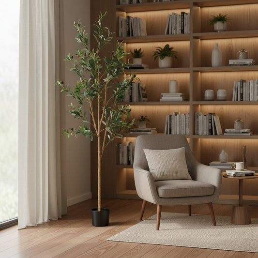 60" Green Olive Artificial Tree in a Black Pot