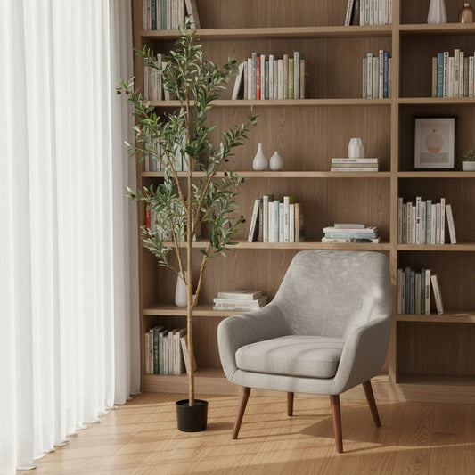 72" Green Olive Artificial Tree in a Black Pot