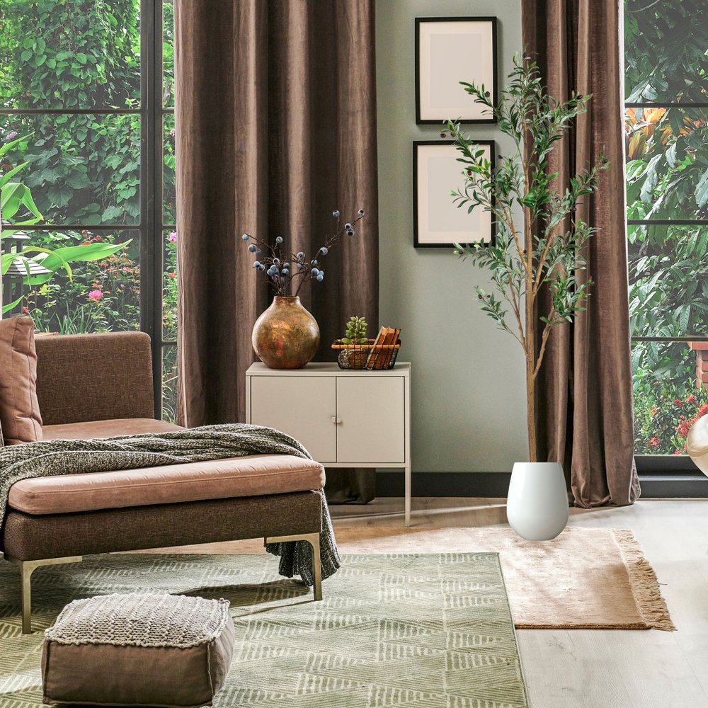 72" Green Olive Artificial Tree in a Black Pot