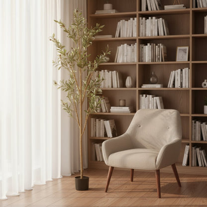 84" Green Olive Artificial Tree in a Black Pot