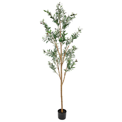 84" Green Olive Artificial Tree in a Black Pot