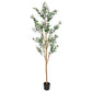 84" Green Olive Artificial Tree in a Black Pot