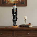 14" Black And White Solid Wood Halloween Ghost Nutcracker