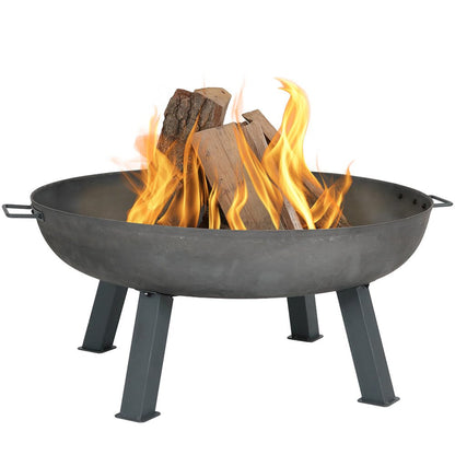34" Gray Steel Wood Burning Round Fire pit