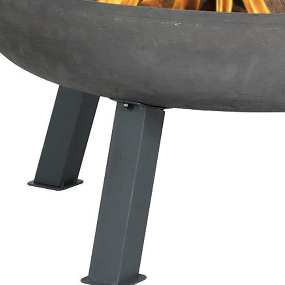 34" Gray Steel Wood Burning Round Fire pit