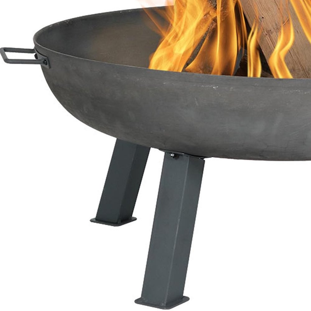 34" Gray Steel Wood Burning Round Fire pit