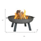34" Gray Steel Wood Burning Round Fire pit