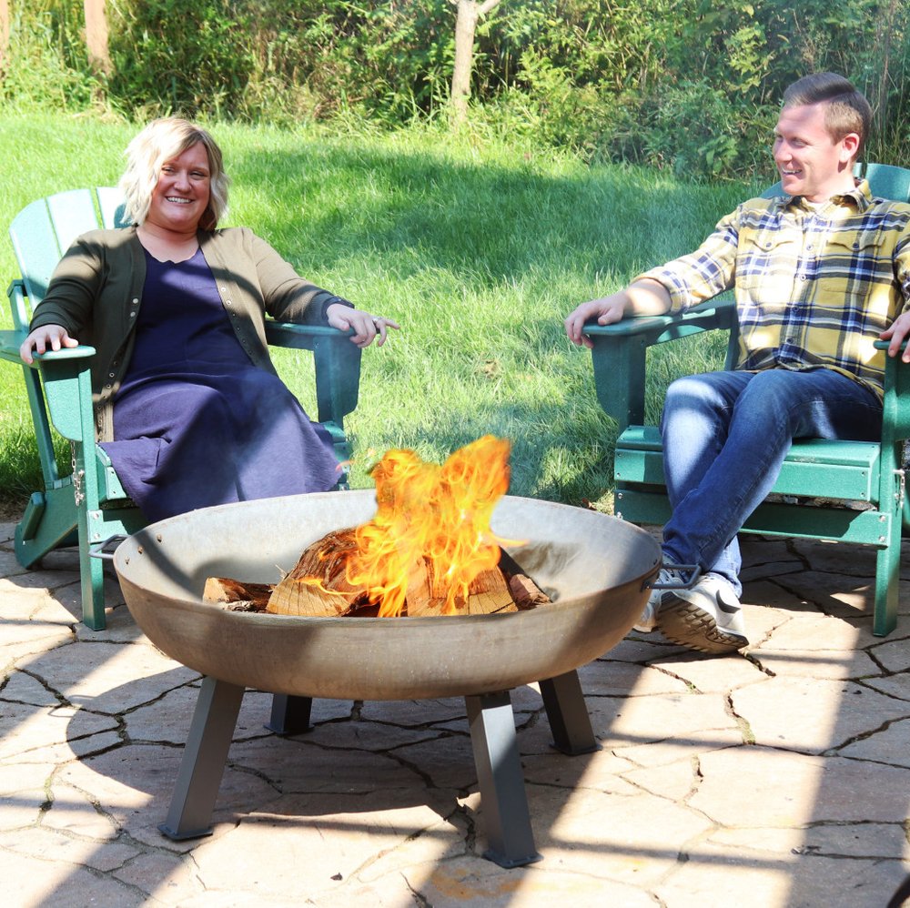 34" Gray Cast Iron Wood Burning Round Fire Pit