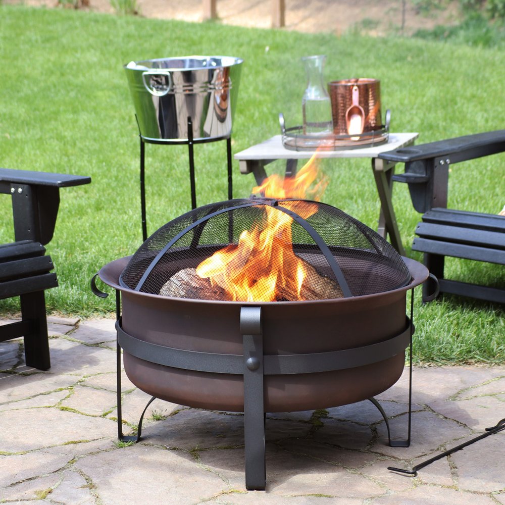 29" Bronze Steel Wood Burning Round Fire pit