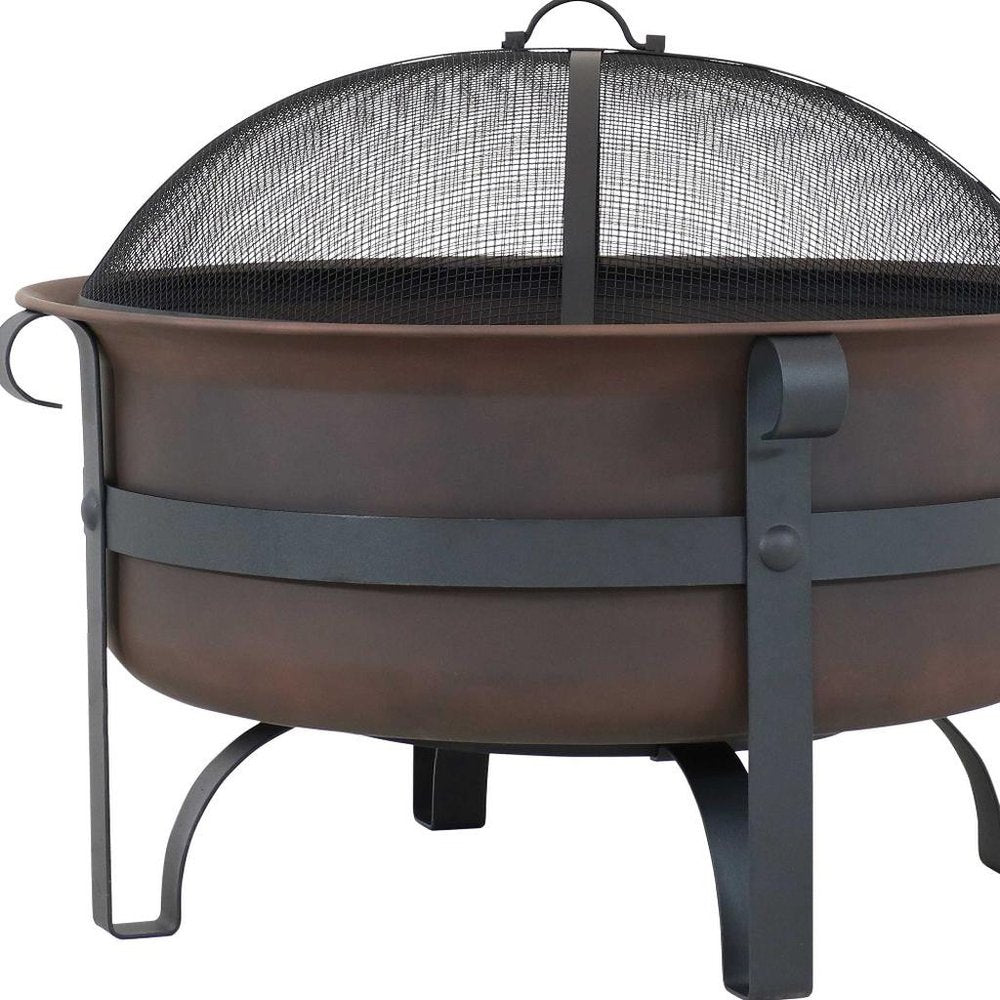 29" Bronze Steel Wood Burning Round Fire Pit