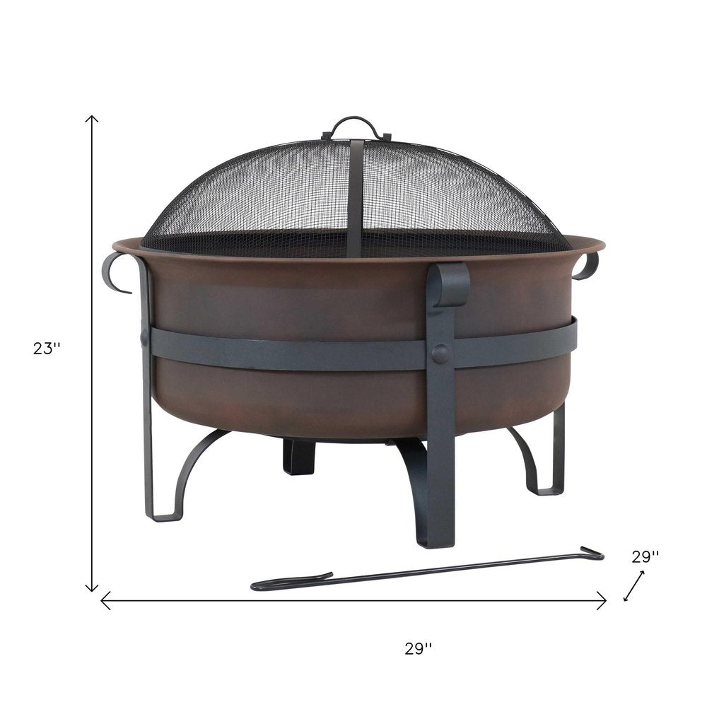 29" Bronze Steel Wood Burning Round Fire Pit