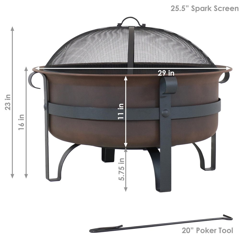 29" Bronze Steel Wood Burning Round Fire pit